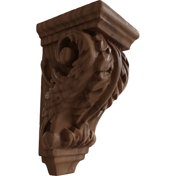 Ekena Millwork 2 1/4"W x 2 1/4"D x 4 1/4"H Extra Small Acanthus Wood Corbel, Mahogany CORW02X02X04ACGM - main